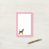 Airedale Bingley Terrier Hond Hart Patroon Roze Post-it® Notes (Op bureau)
