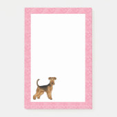 Airedale Bingley Terrier Hond Hart Patroon Roze Post-it® Notes (Voorkant)