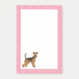 Airedale Bingley Terrier Hond Hart Patroon Roze Post-it® Notes