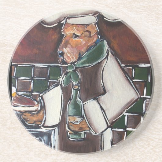 Airedale Chef Zandsteen Onderzetter (Voorkant)