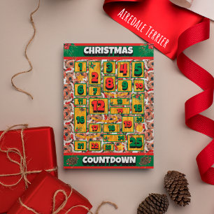 Airedale Dog Counting Kerstmis Advent Calendar Feestdagenkaart