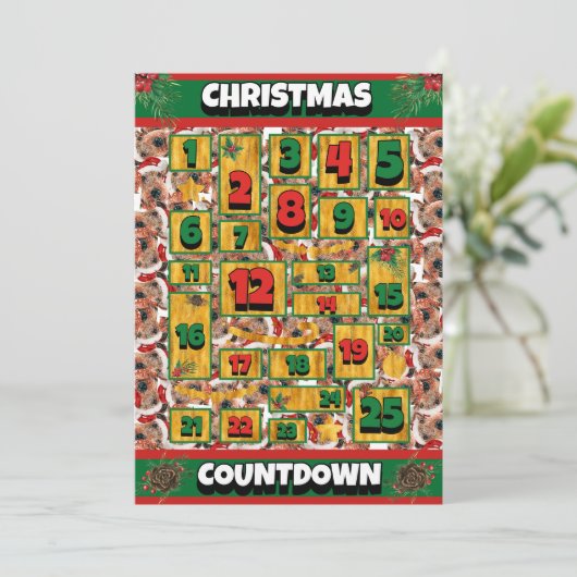 Airedale Dog Counting Kerstmis Advent Calendar Feestdagenkaart (Staand voorkant)