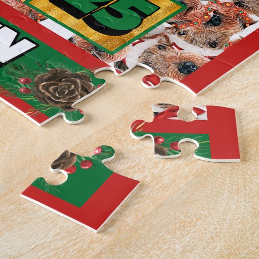 Airedale Dog Counting Kerstmis Advent Calendar Legpuzzel (Zijkant)