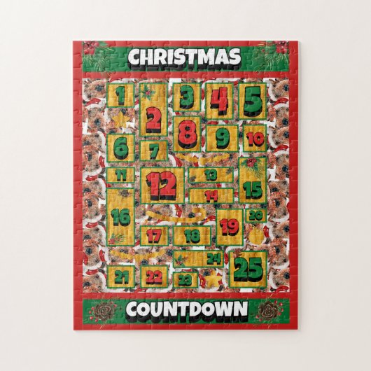 Airedale Dog Counting Kerstmis Advent Calendar Legpuzzel (Verticaal)
