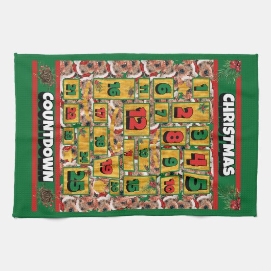 Airedale Dog Counting Kerstmis Advent Calendar Theedoek (Horizontaal)