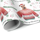 Airedale Dog die kerstfeestjes draagt Cadeaupapier (Rol Hoek)