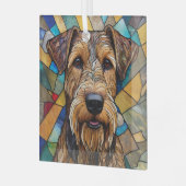 Airedale Dog "Glas in lood" Glas Ornament (Voorkant links)
