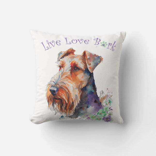 Airedale Dog Mom Floral Kussen (Voorkant)