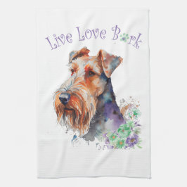 Airedale Dog Mom Floral Theedoek