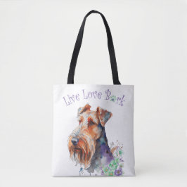 Airedale Dog Mom Floral Tote Bag