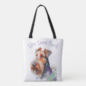 Airedale Dog Mom Floral Tote Bag (Achterkant)