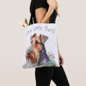 Airedale Dog Mom Floral Tote Bag (Dichtbij)