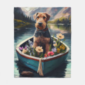 Airedale Dog op een peddel: een Schilderachtig avo Fleece Deken (Voorkant)