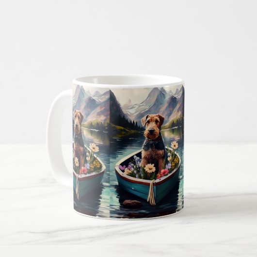 Airedale Dog op een peddel: een Schilderachtig avo Koffiemok (Voorkant links)