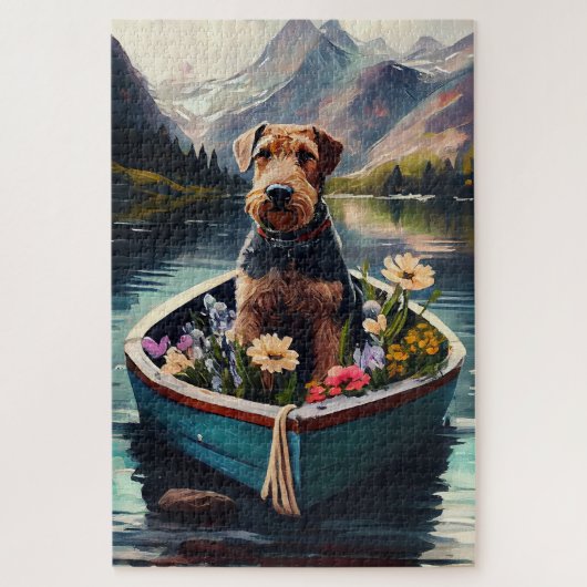 Airedale Dog op een peddel: een Schilderachtig avo Legpuzzel (Verticaal)