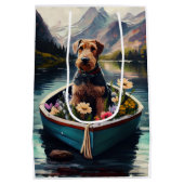 Airedale Dog op een peddel: een Schilderachtig avo Medium Cadeauzakje (Achterkant)
