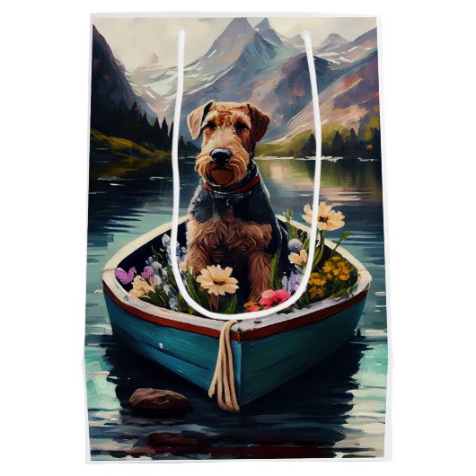 Airedale Dog op een peddel: een Schilderachtig avo Medium Cadeauzakje (Achterkant)