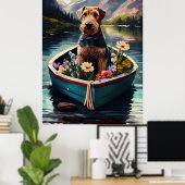 Airedale Dog op een peddel: een Schilderachtig avo Poster (Thuiskantoor)