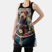 Airedale Dog op een peddel: een Schilderachtig avo Schort (Insitu)