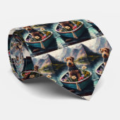 Airedale Dog op een peddel: een Schilderachtig avo Stropdas (Opgerold)