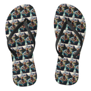 Airedale Dog op een peddel: een Schilderachtig avo Teenslippers