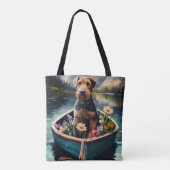Airedale Dog op een peddel: een Schilderachtig avo Tote Bag (Achterkant)