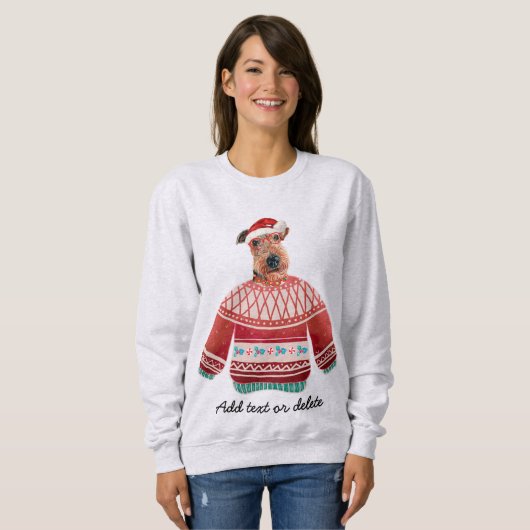 Airedale Dog Ugly Kerstmis Dog Mam Sweatshirt (Voorkant volledig)