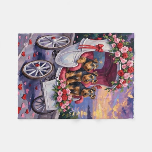 Airedale Dog Valentine's Day Fleece Deken (Voorkant (Horizontaal))