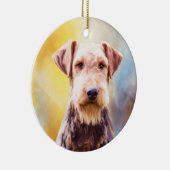 Airedale Dog Waterverf Kunstportret Keramisch Ornament (Rechts)