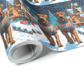 Airedale Dogs Christmas Snow Holiday Cadeaupapier (Rol Hoek)