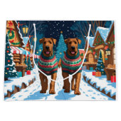 Airedale Dogs Christmas Snow Holiday Groot Cadeauzakje (Voorkant)