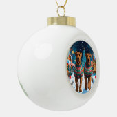 Airedale Dogs Christmas Snow Holiday Keramische Bal Ornament (Links)