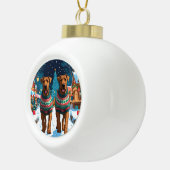 Airedale Dogs Christmas Snow Holiday Keramische Bal Ornament (Rechts)
