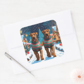 Airedale Dogs Christmas Snow Holiday Vierkante Sticker (Envelop)