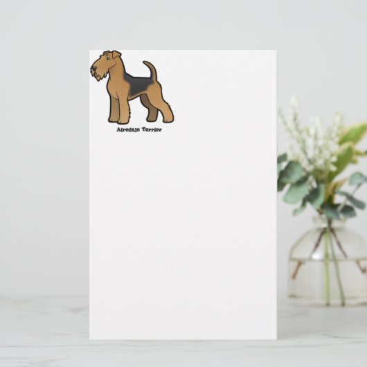 airedale doodsbanker briefpapier (Staand voorkant)