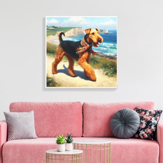 airedale doodsbanker canvas afdruk (Insitu (Woonkamer))