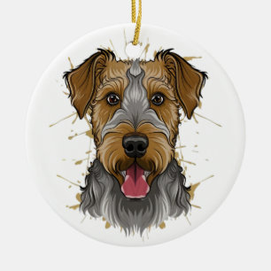 airedale doodsbanker keramisch ornament