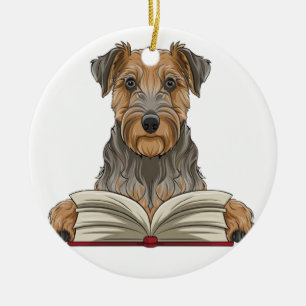 airedale doodsbanker keramisch ornament