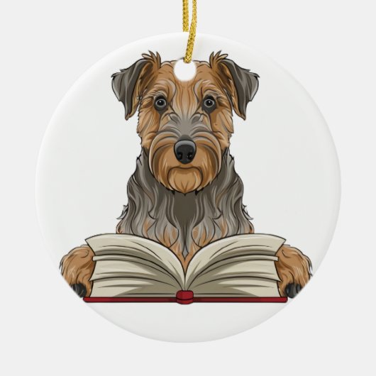airedale doodsbanker keramisch ornament (Voorkant)