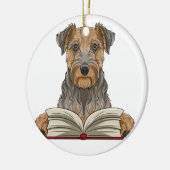 airedale doodsbanker keramisch ornament (Links)