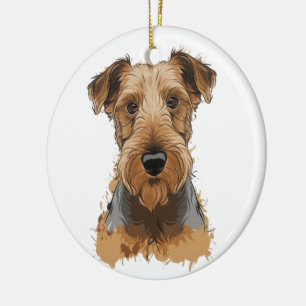 airedale doodsbanker keramisch ornament