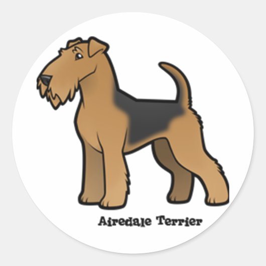 airedale doodsbanker ronde sticker (Voorkant)
