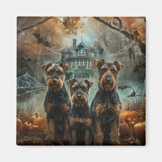 Airedale Halloween Nacht Doggy Delight Magneet (Voorkant)