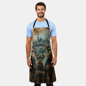 Airedale Halloween Nacht Doggy Delight Schort (Gedragen)