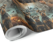 Airedale Halloween Nacht Hondendeloosheid Cadeaupapier (Rol Hoek)