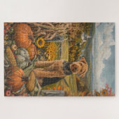Airedale Herfst Oogst Dankdag Hond Legpuzzel (Horizontaal)
