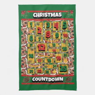 Airedale-hond Countdown Kerst Adventskalender  Theedoek