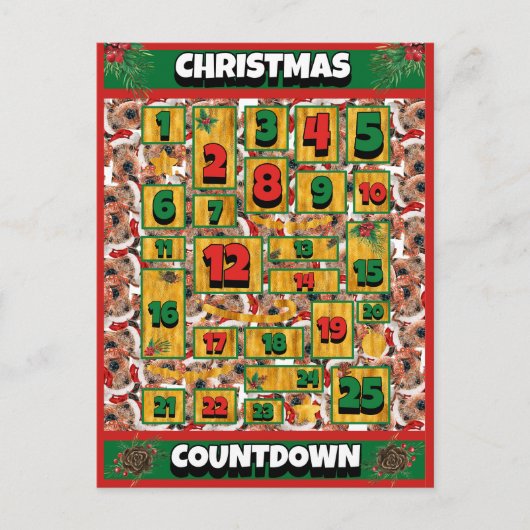 Airedale-hond Countdown Kerstmis Adventkalender Feestdagenkaart (Voorkant)