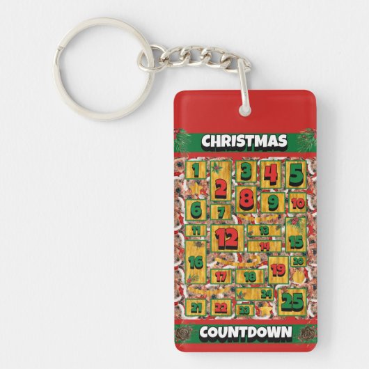 Airedale-hond Countdown Kerstmis Adventkalender Sleutelhanger (Voorkant)