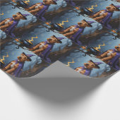 Airedale hond grillig Halloween schilderij Cadeaupapier (Hoek)